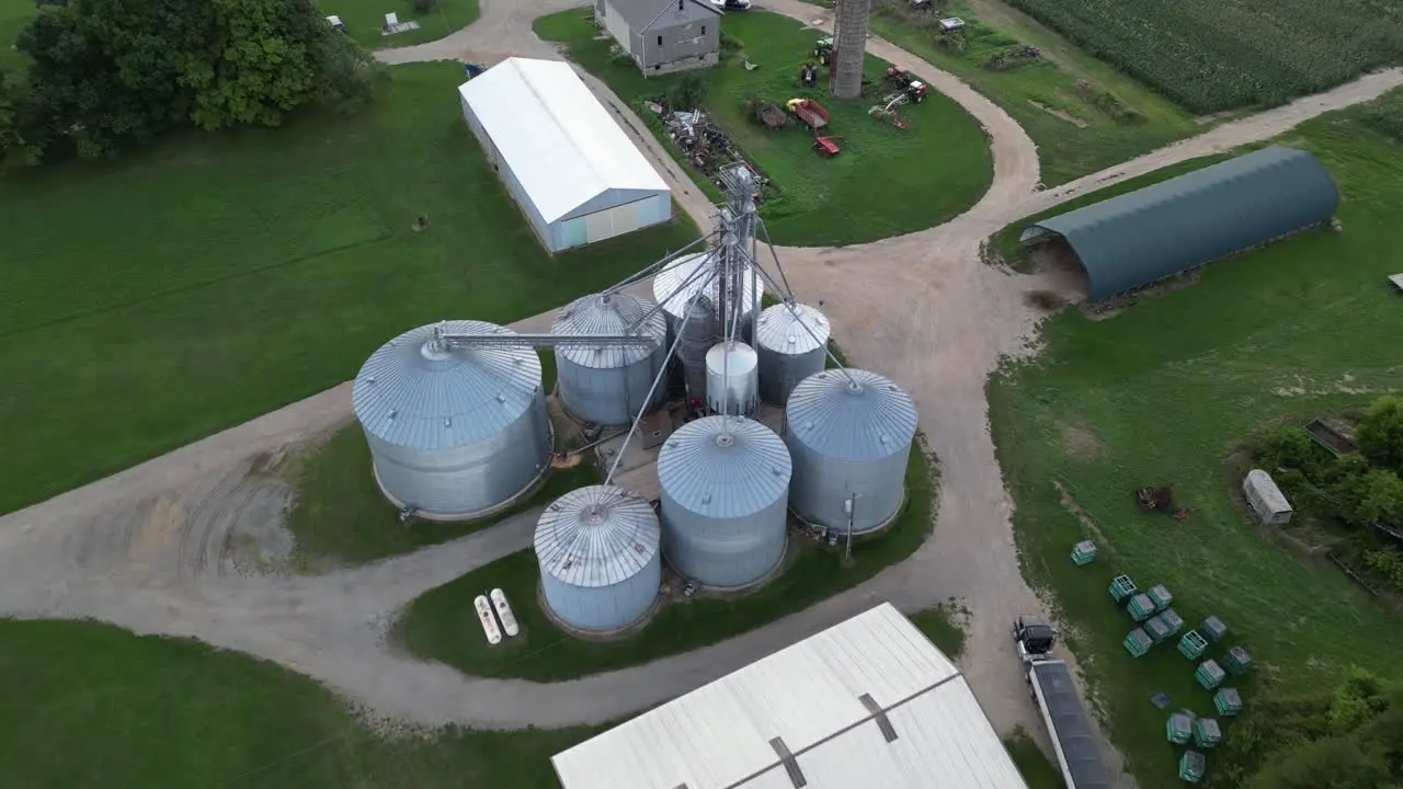 Aerial View Agriculture Grain Silos Storage Tank