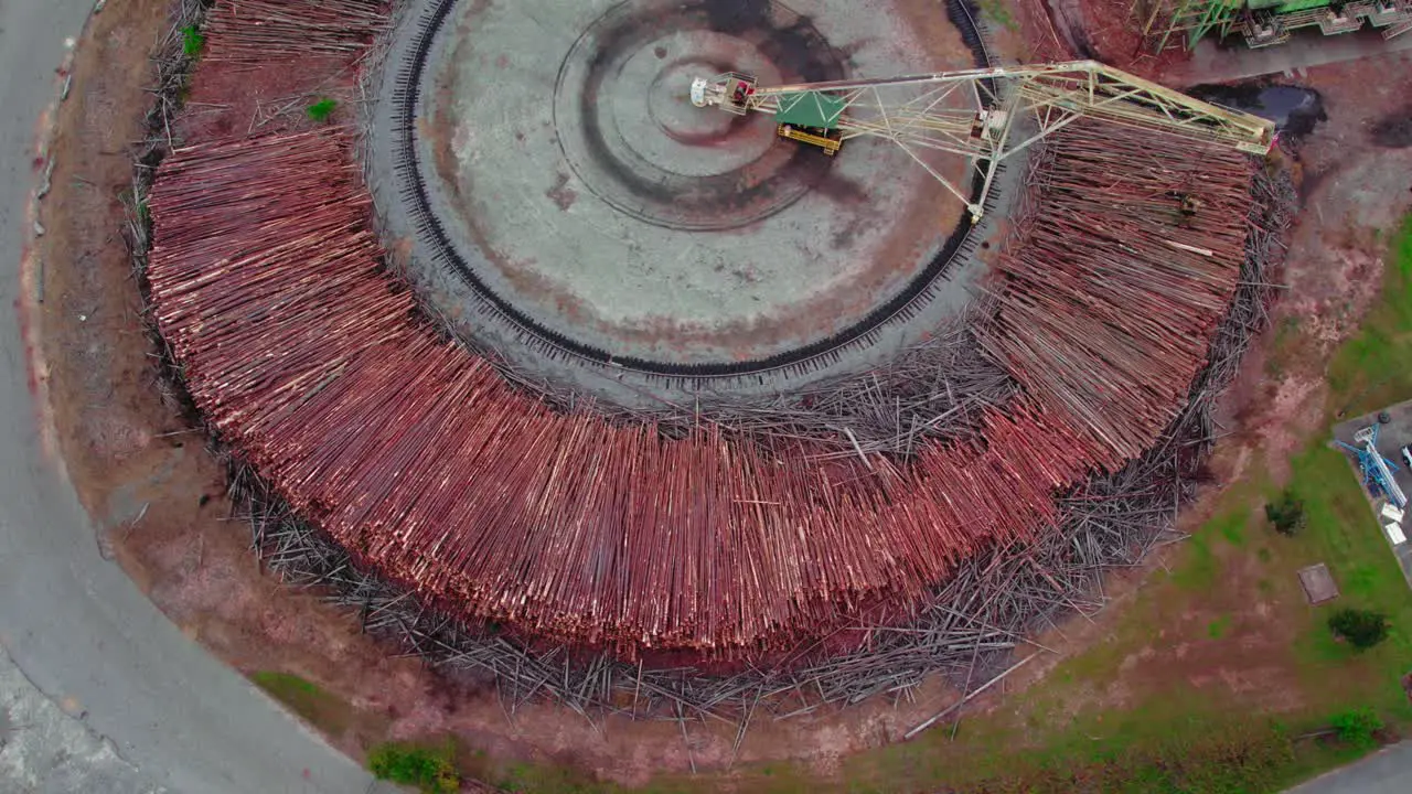 Aerial overhead view of a chip mill factory in Brent Alabama