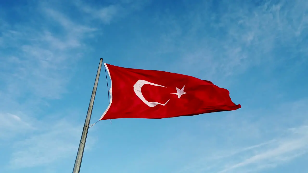 Turkish Flag Waving In The Wind