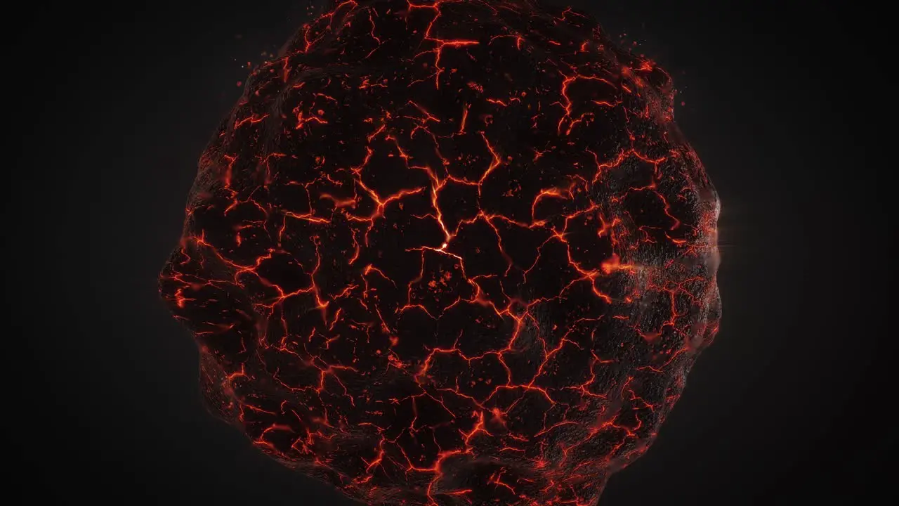 Red-Hot Magma Lava Orb In Black Backdrop