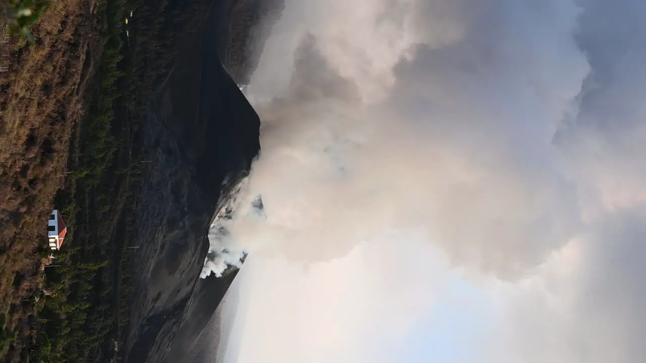 Volcano eruption with thick smoke in Canary Islands