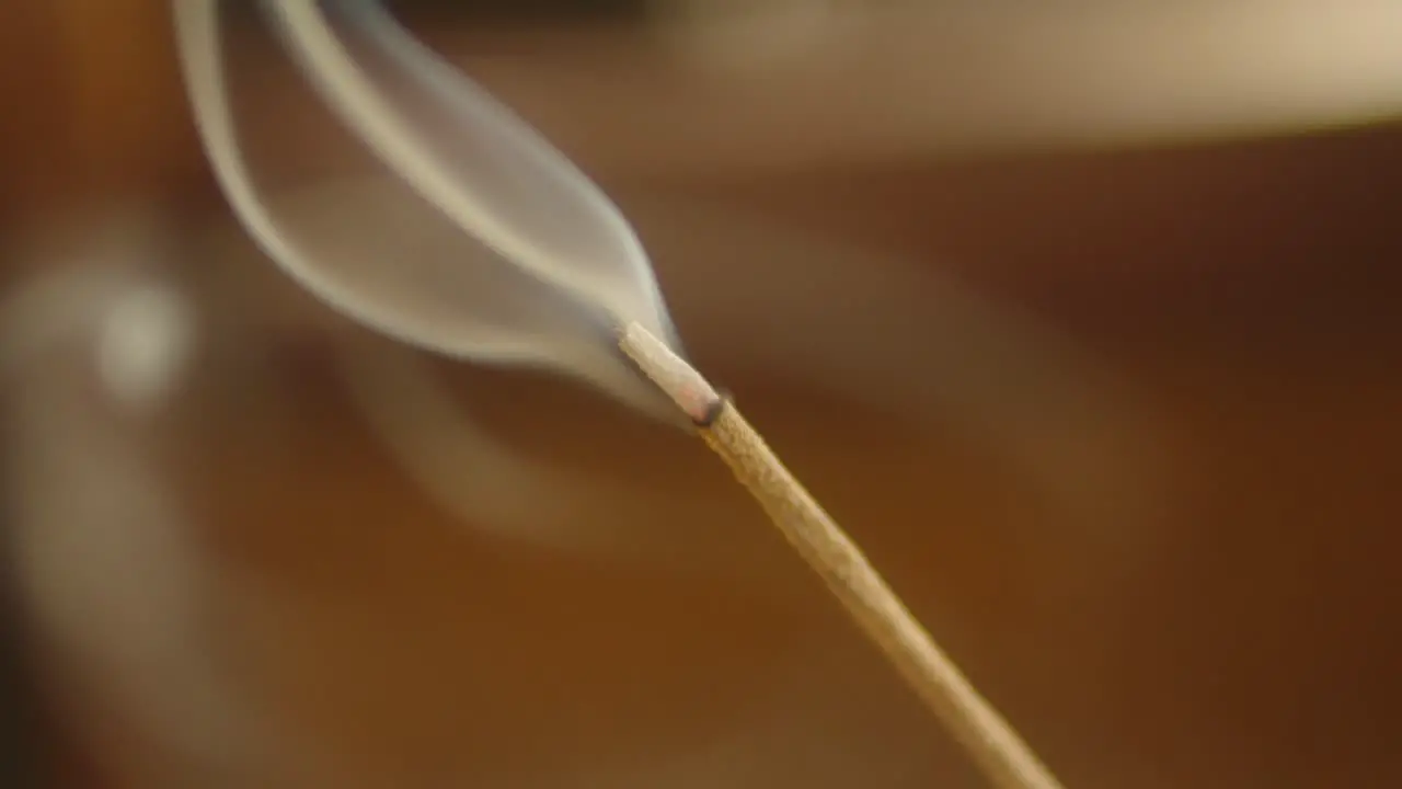 Closeup Ignited Incense Smoke Burning in Focus Spiritual Religious Prayer