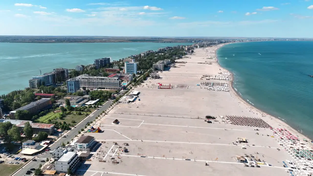 Aerial footage of Mamaia beach Constanta Romania