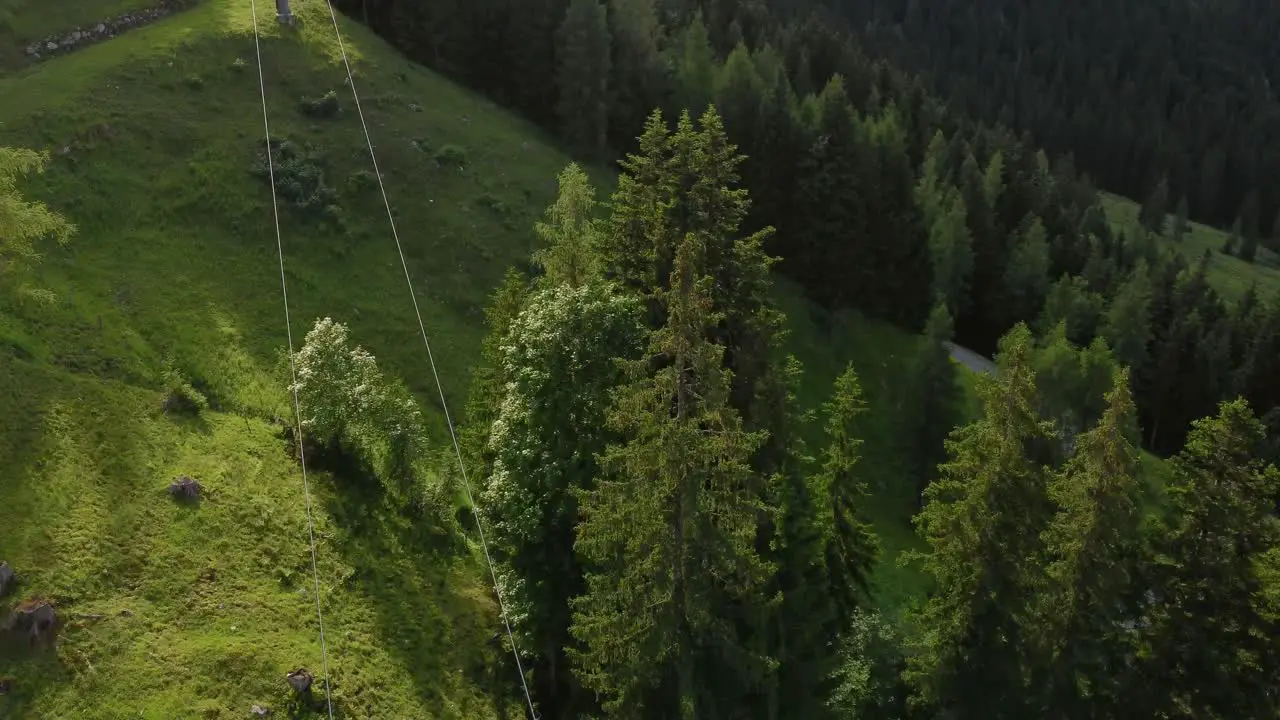 Flight Along The Cables Of The Stock Almhütte Lofer Cable Railway