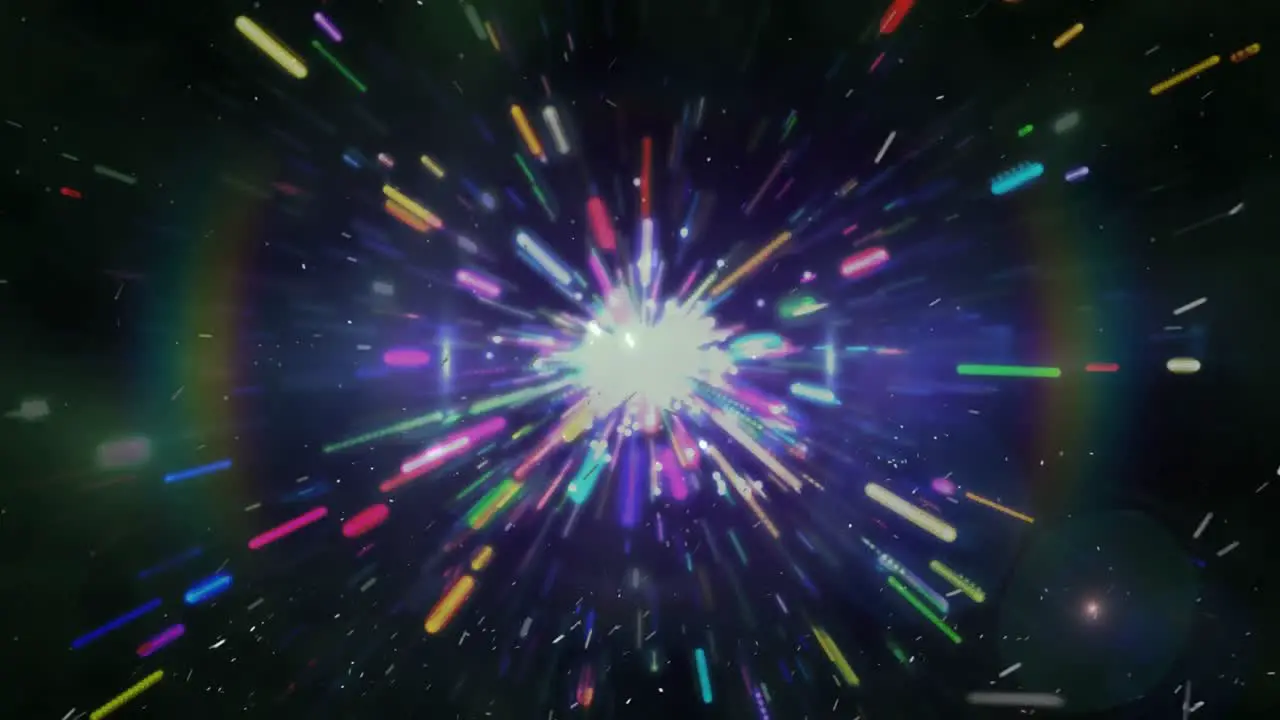 Animation of light explosion on colorful background