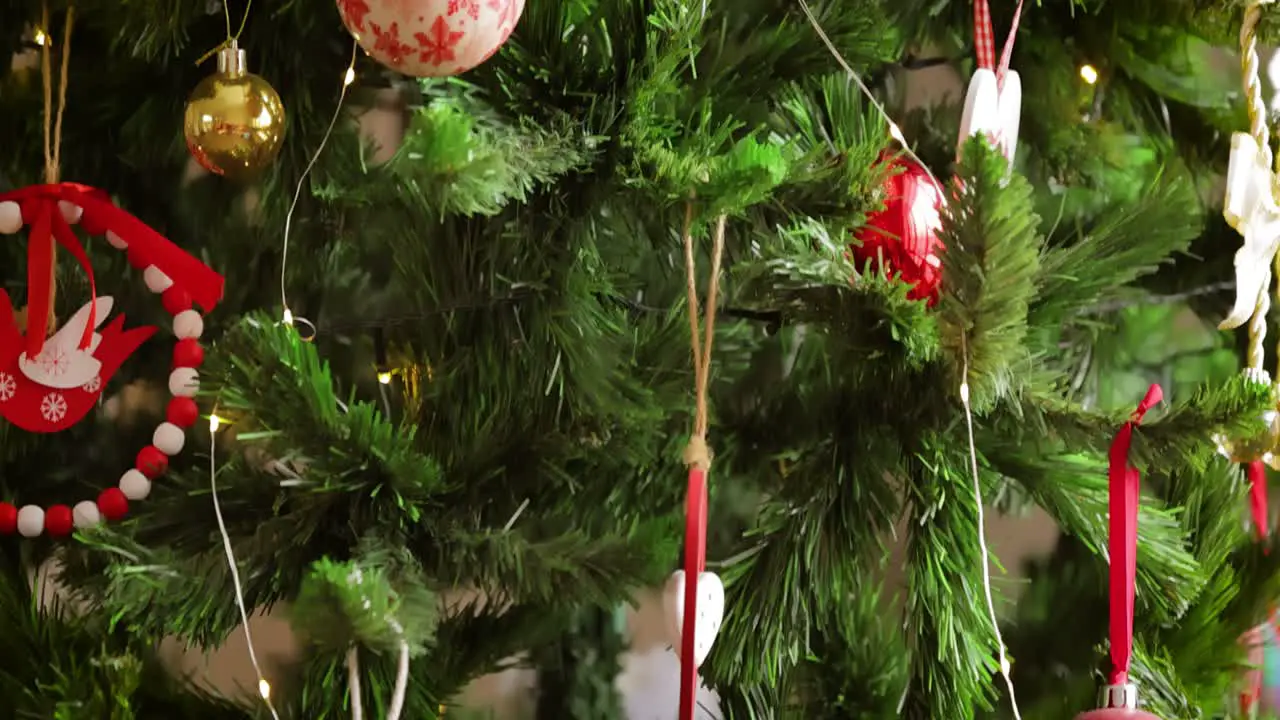 Christmas decorated tree close up