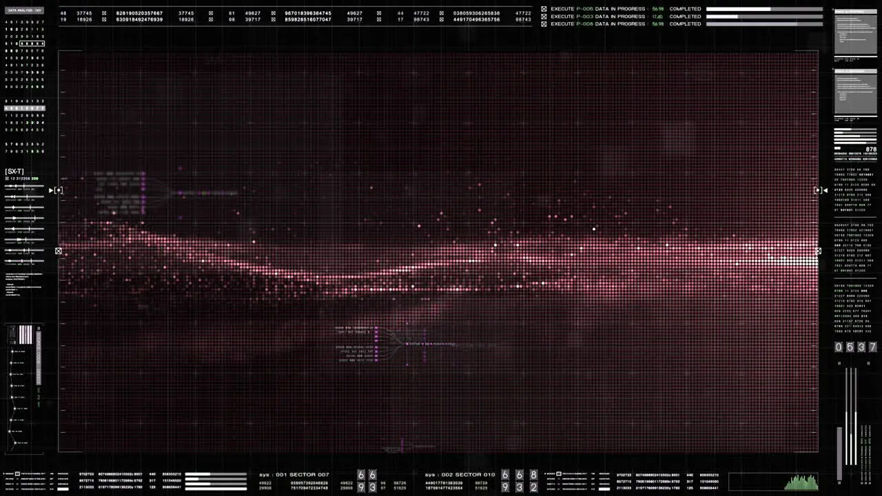 Advance motion graphic futuristic user interface head up display screen with Holographic Machine and digital data telemetry information display for digital background computer desktop display screen