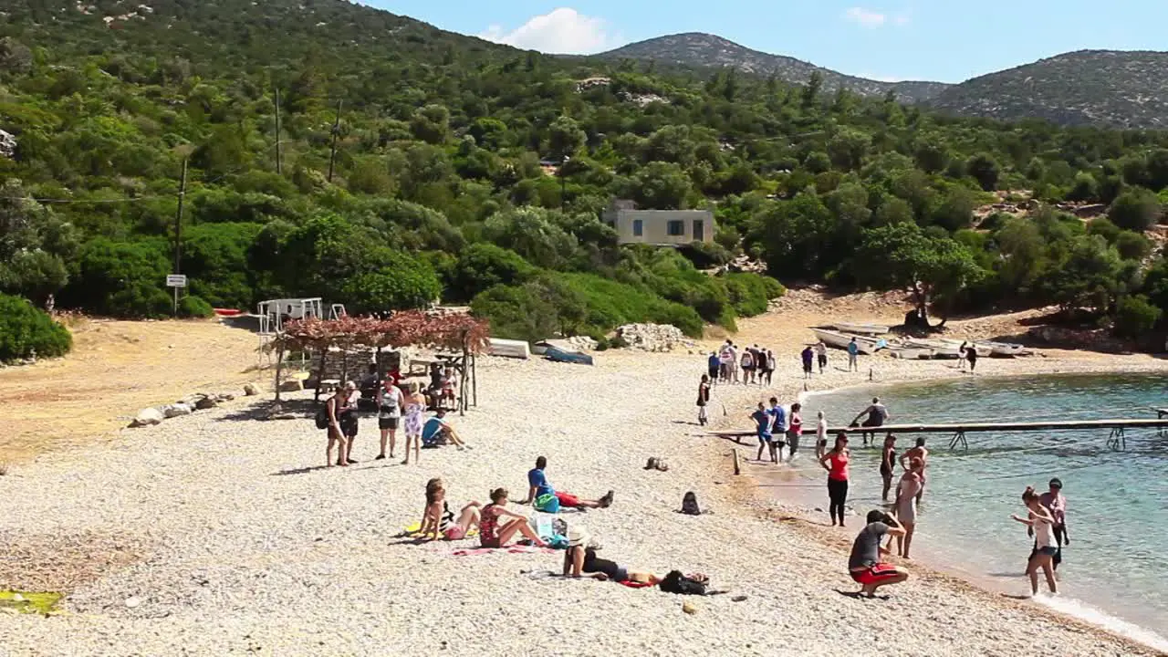 People Visit Small Beach