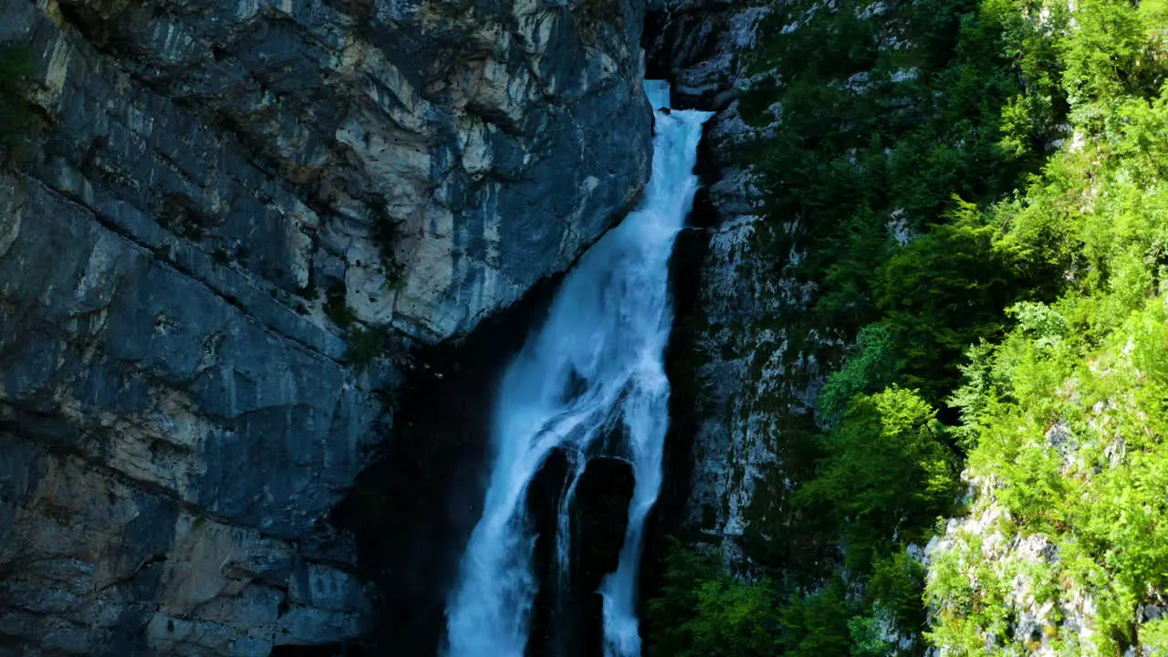 Famous Savica Waterfall With Karst Spring In Triglav National Park In Northwestern Slovenia