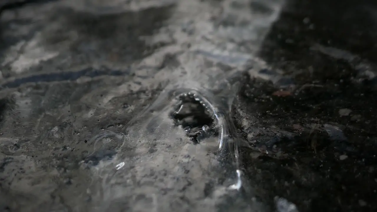 Water streaming under frozen stream flowing water under ice abstract ice water