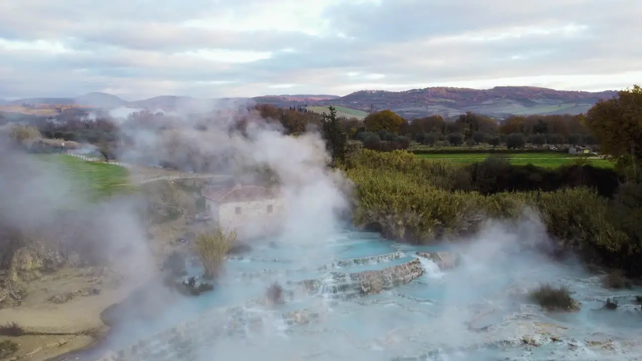 The geothermal hot springs bath and waterfall at Saturnia Tuscany Italy close to Siena and Grosseto