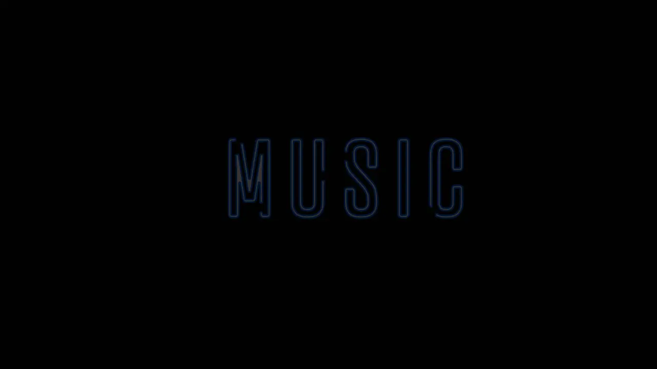 Animation of music text over black background