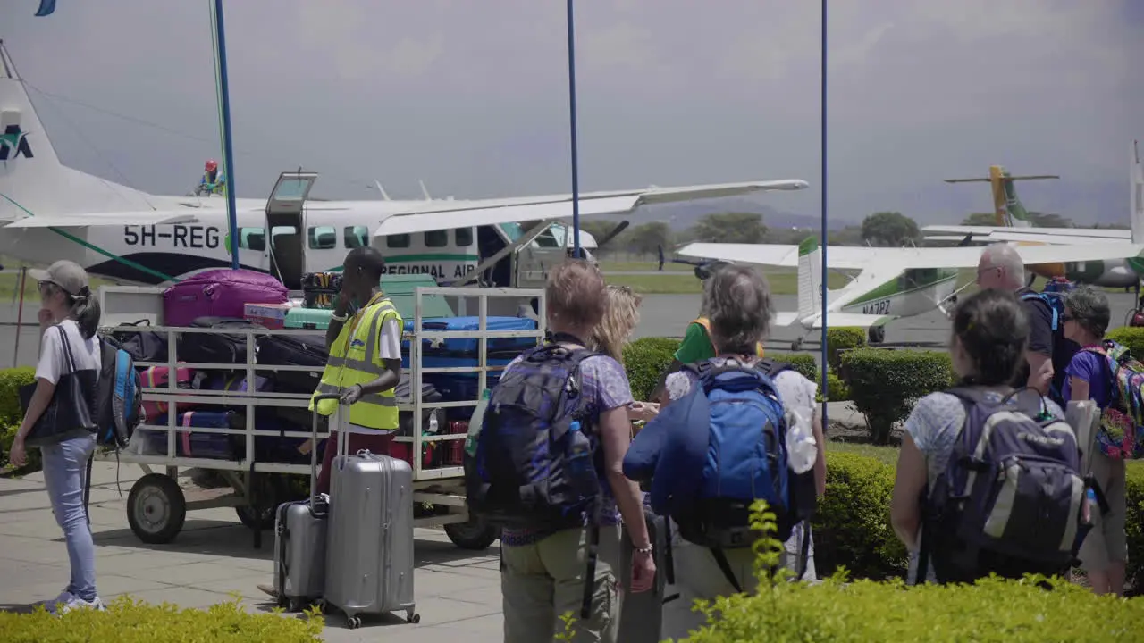 Baggage pick up at Arusha airport Tanzania