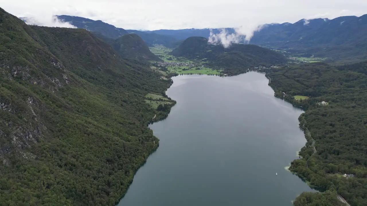 Lake Bohinj Slovenia drone aerial view 4K