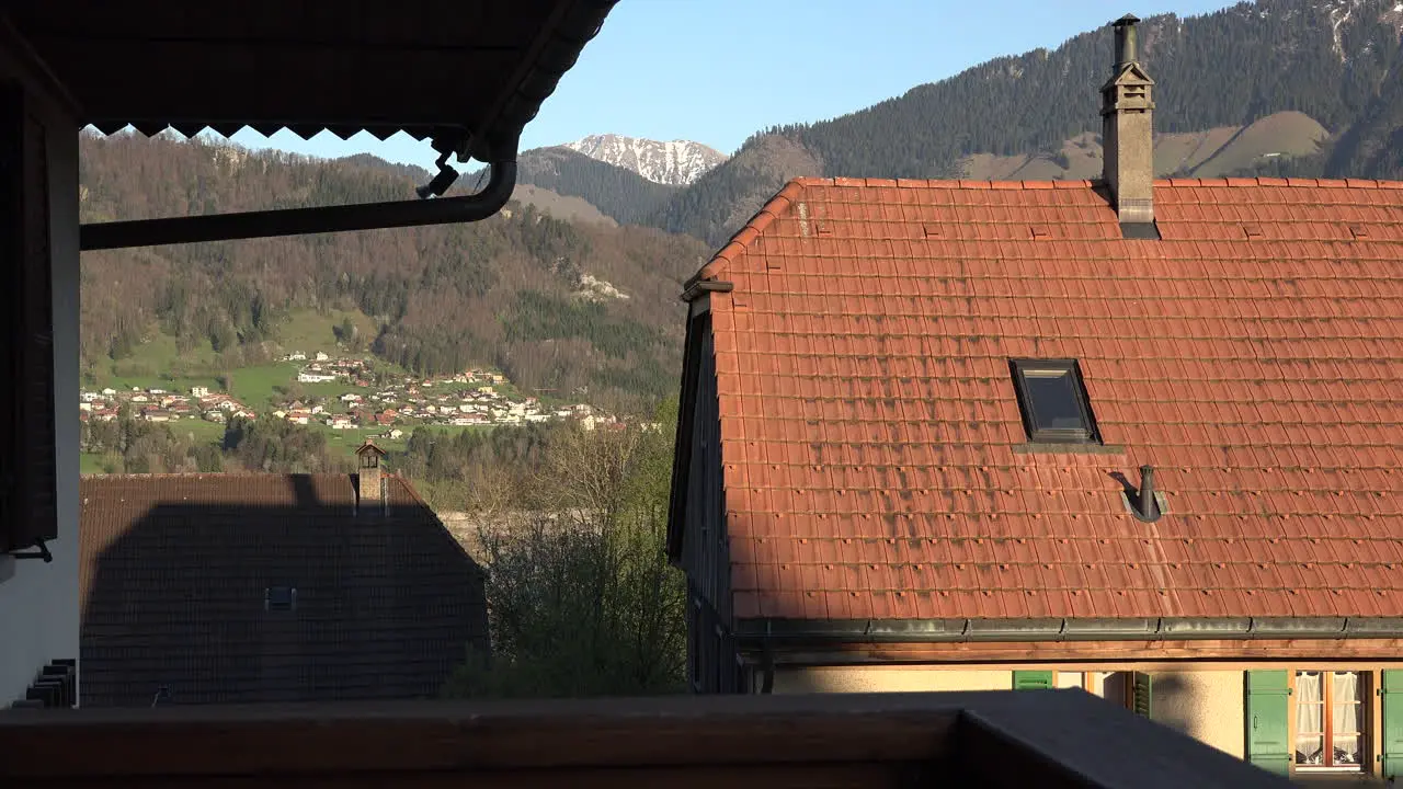 Switzerland Mountains Beyond Roof