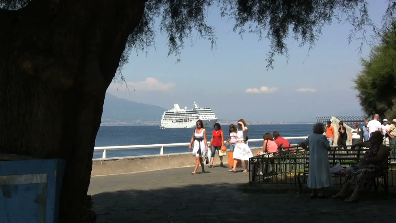 Italy Sorrento tourists and ship