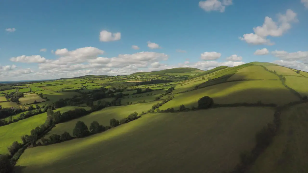 Slowly ascending over the beautiful green rolling fields of Ireland