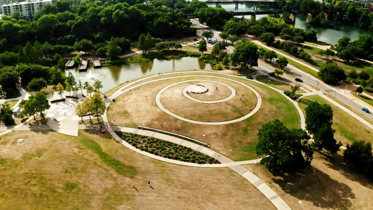 Drone view of park in Austin Texas