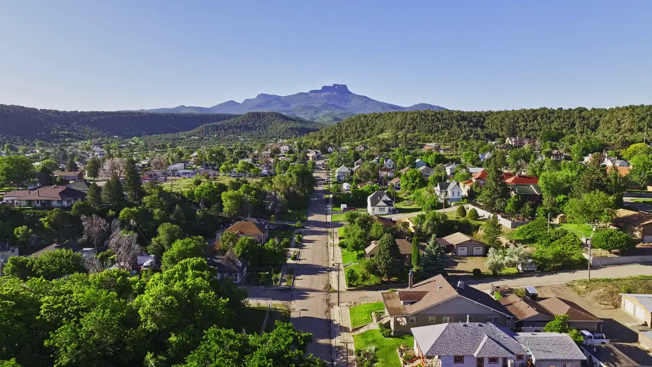 Drone flyover of an old neighborhood in Trinidad Colorado