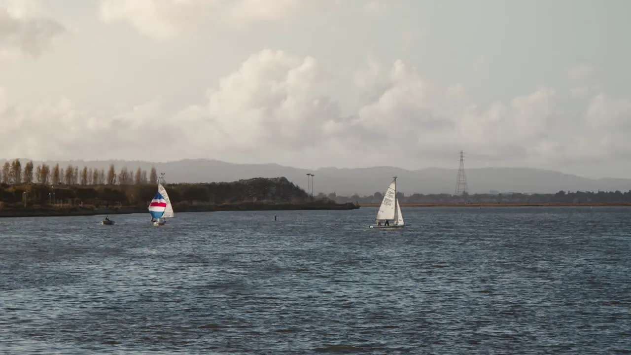 Sailing at sunset in the San Francisco Bay in California