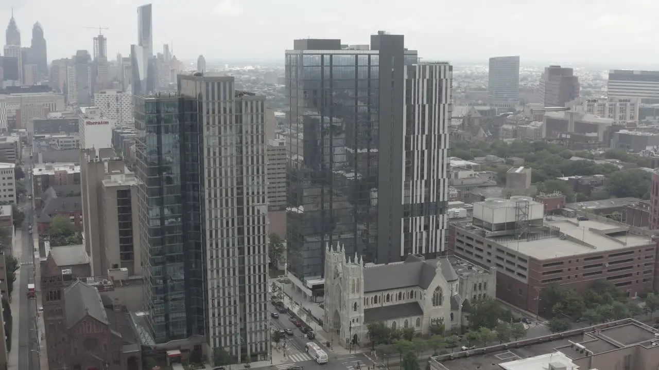 Drone Shot of Philly Centered on St