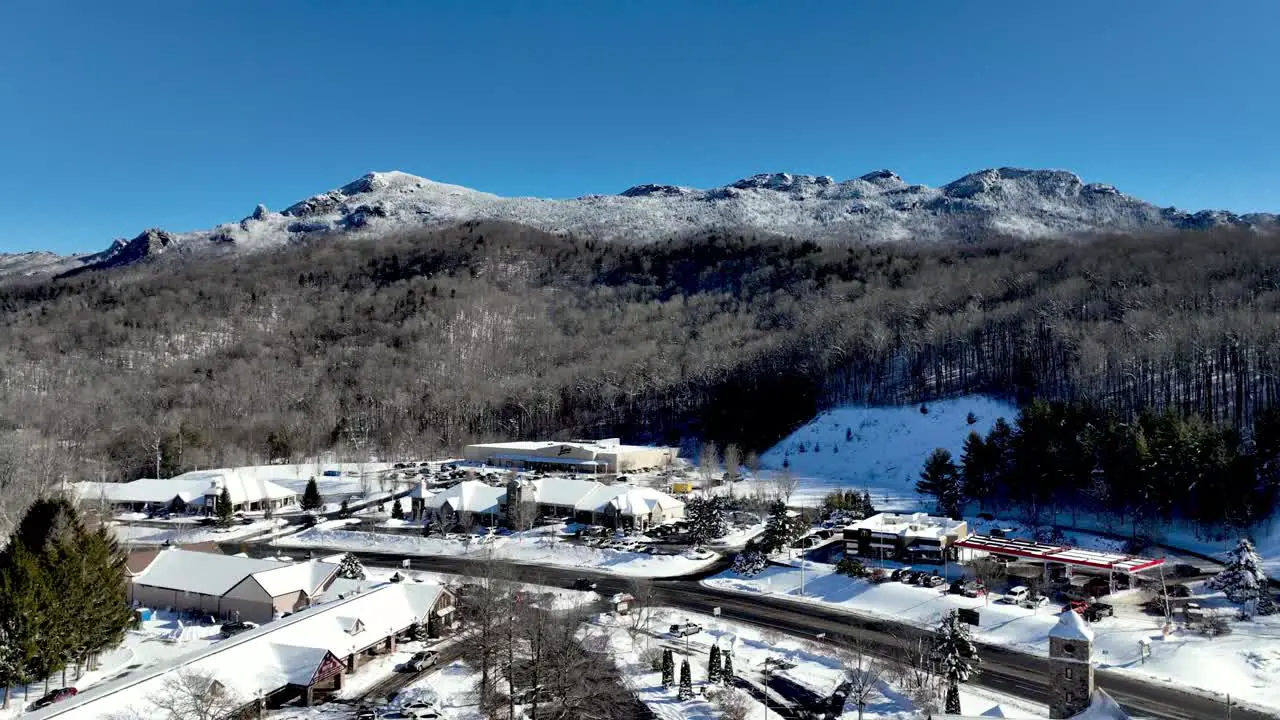 Aerial tilt up tynecastle near banner elk nc north carolina in winter