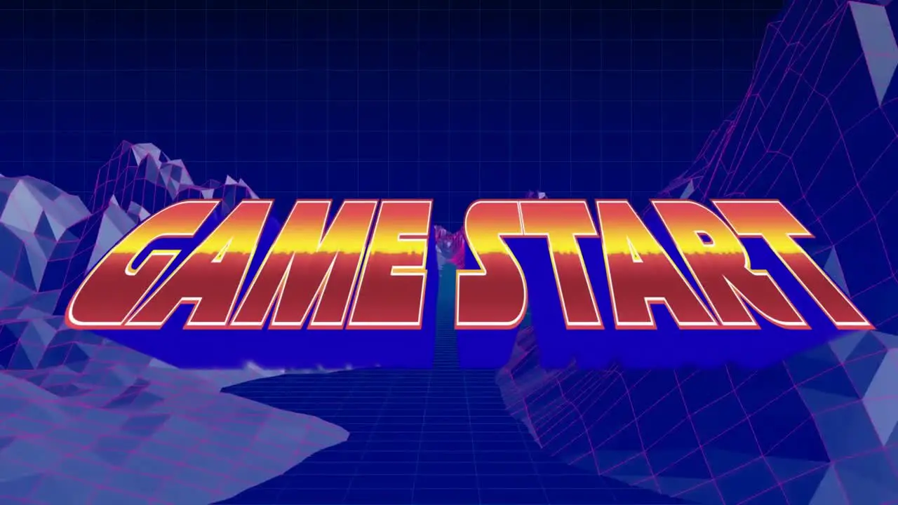 Animation of game start in metaverse space on navy background