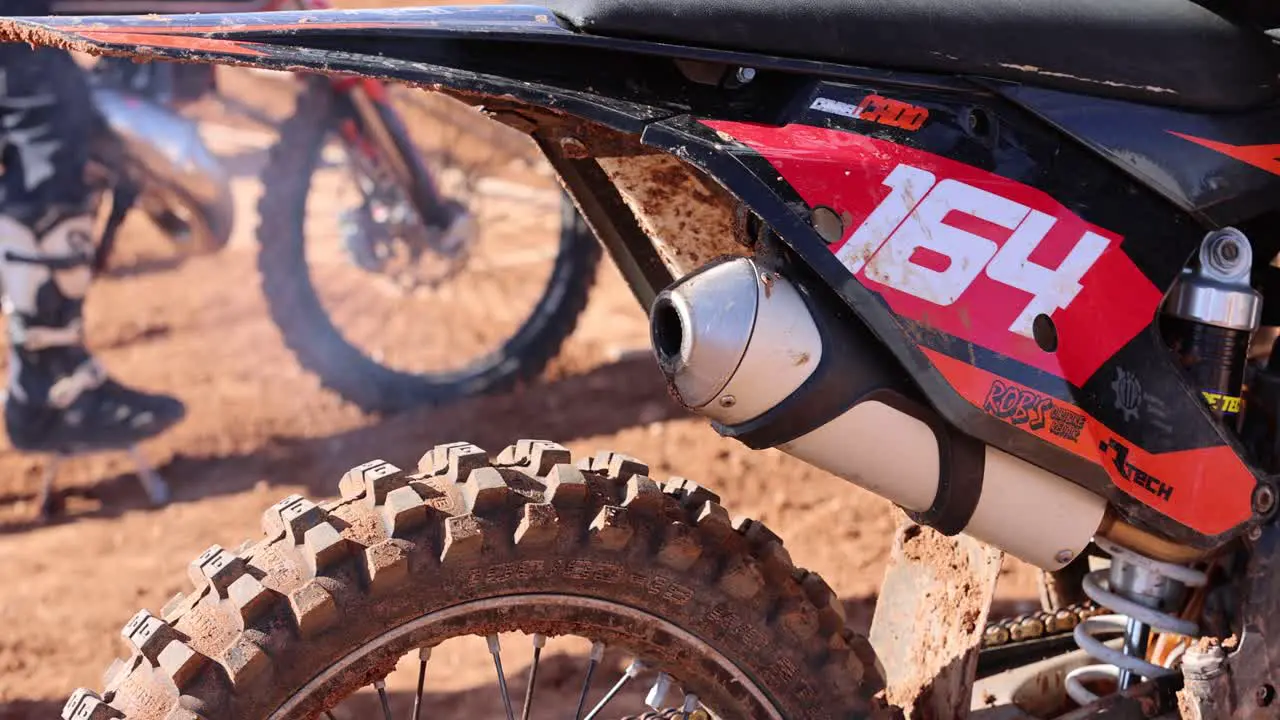 Motocross bike warming up before a race rider making sure it is running well