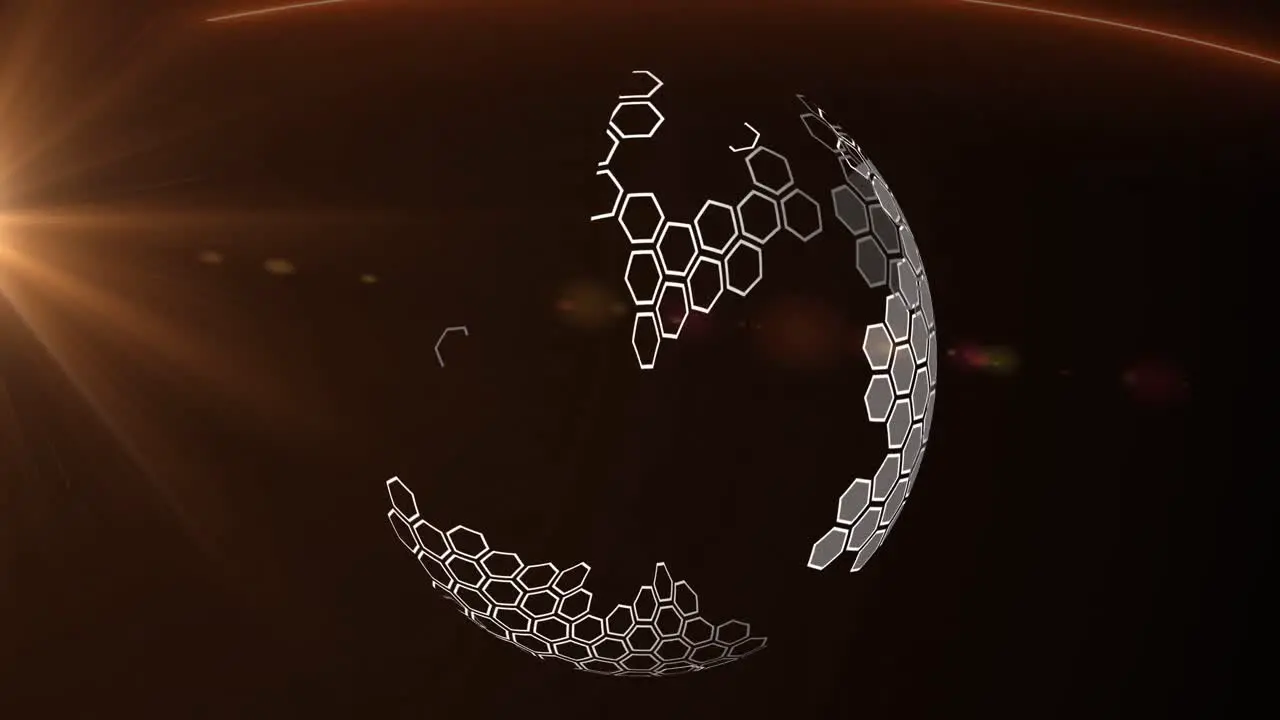 Animation of orange light spot and spinning globe against black background