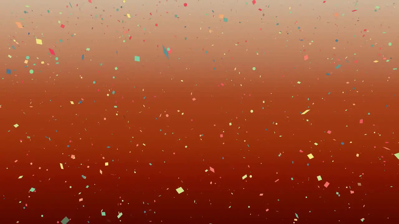 Animation of confetti falling over gradient orange background