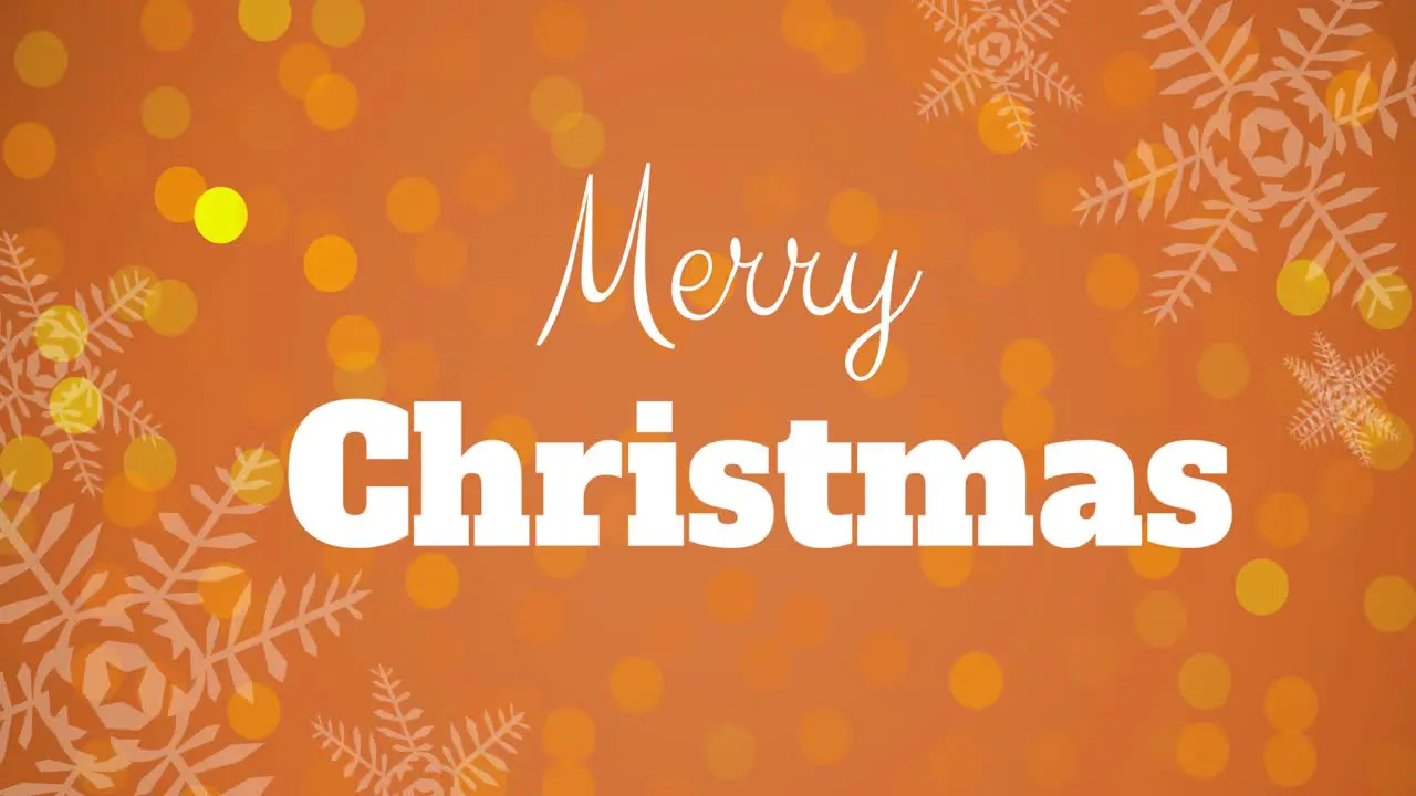 Animation of merry christmas text on orange background