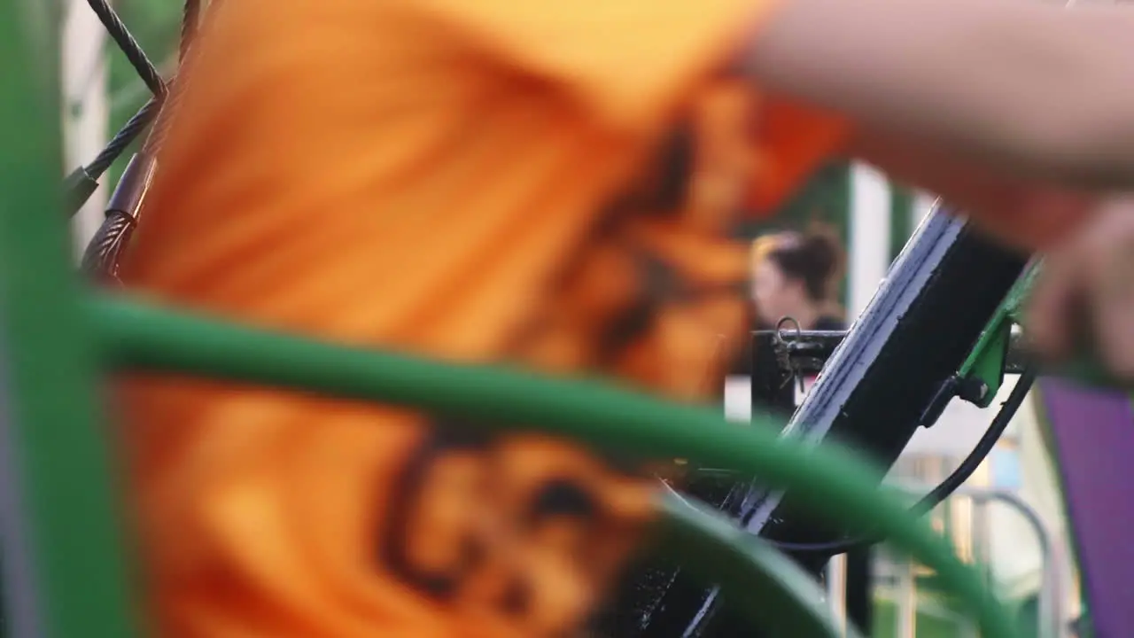 Center of carnival ride as it spins Close Up Slow Motion