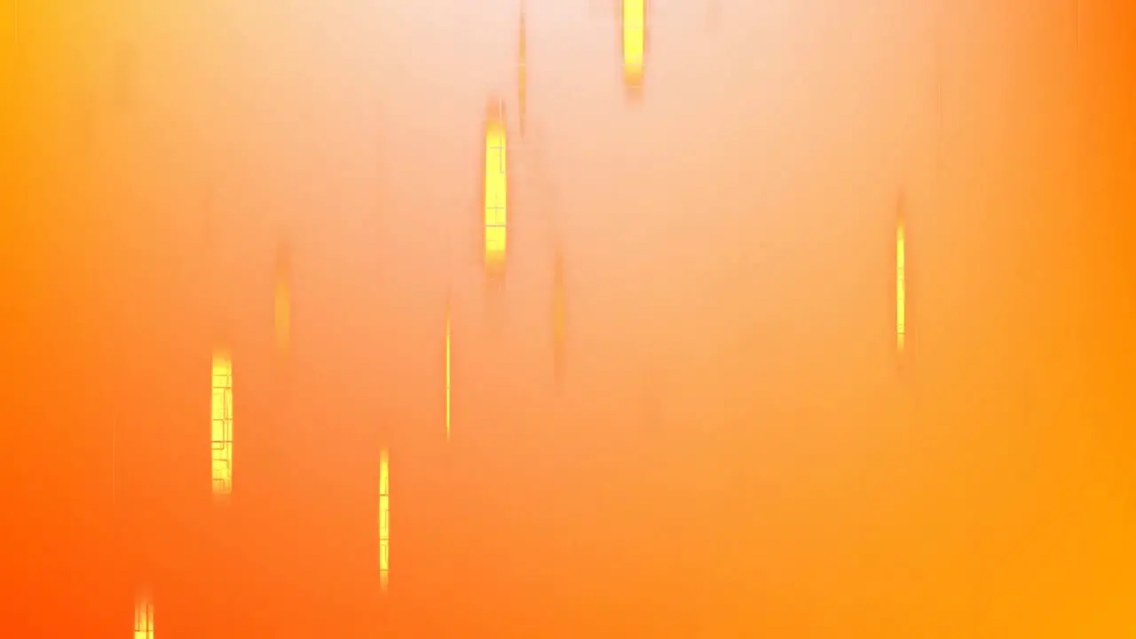 Animation of yellow light trails falling over orange background