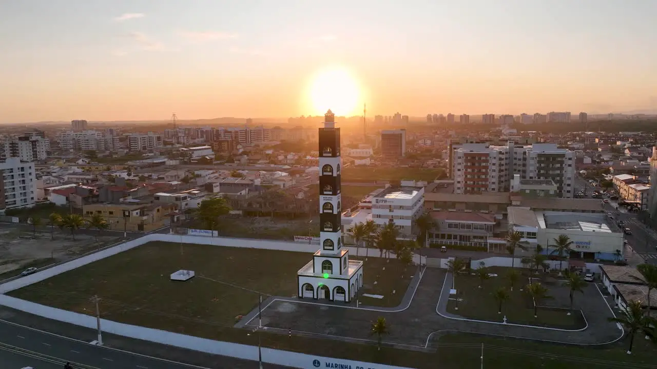 Aerial sunset landscape of Atalaia Lighthouse at Aracaju at Sergipe Brazil