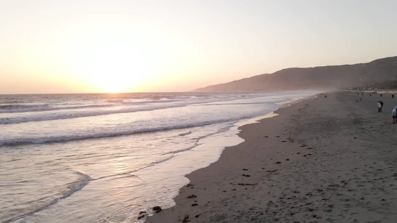 Vibrant Sunset at Zuma Beach on Malibu Shore Coastline California Aerial