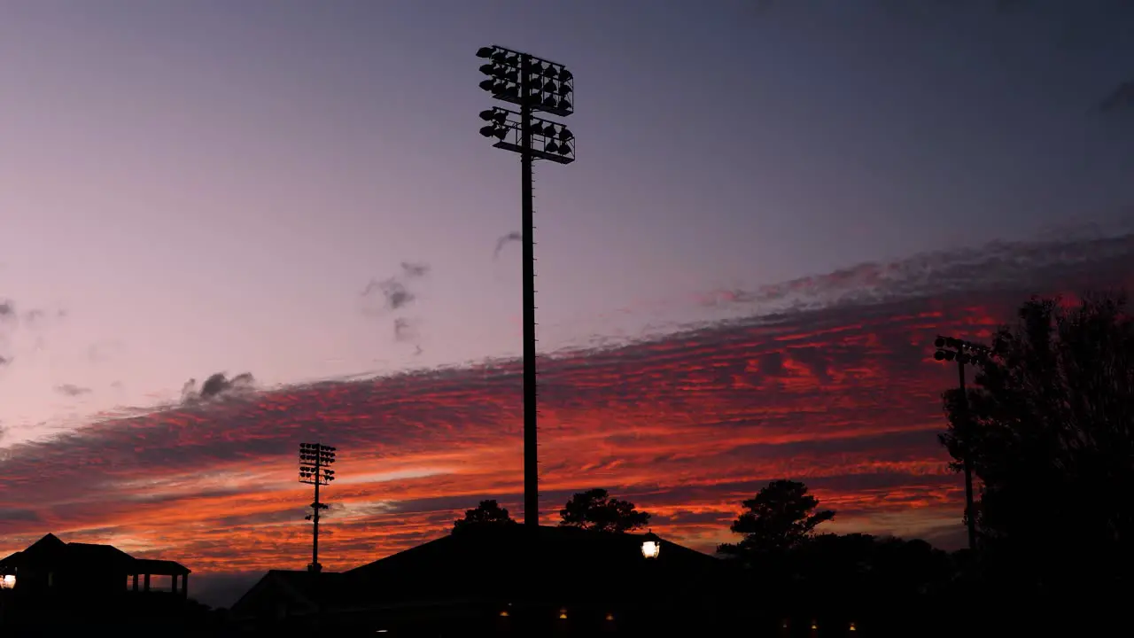 Beautiful sunset on a football field at Christopher Newport University