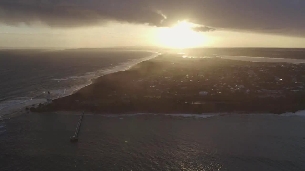 Offshore aerial view of Point Londsdale in he late afternoon