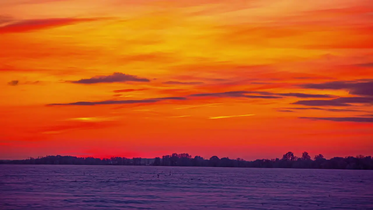 sunset over a huge snow field