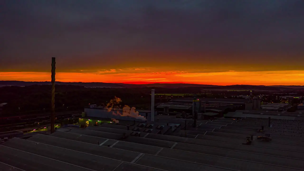 Drone Hyperlapse of setting sun in Goettingen Lower Saxony Germany Europe