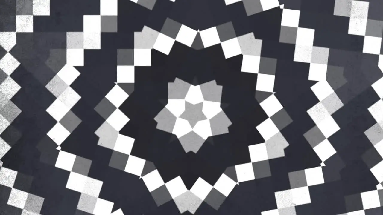 Circular geometric black and white pattern with small squares