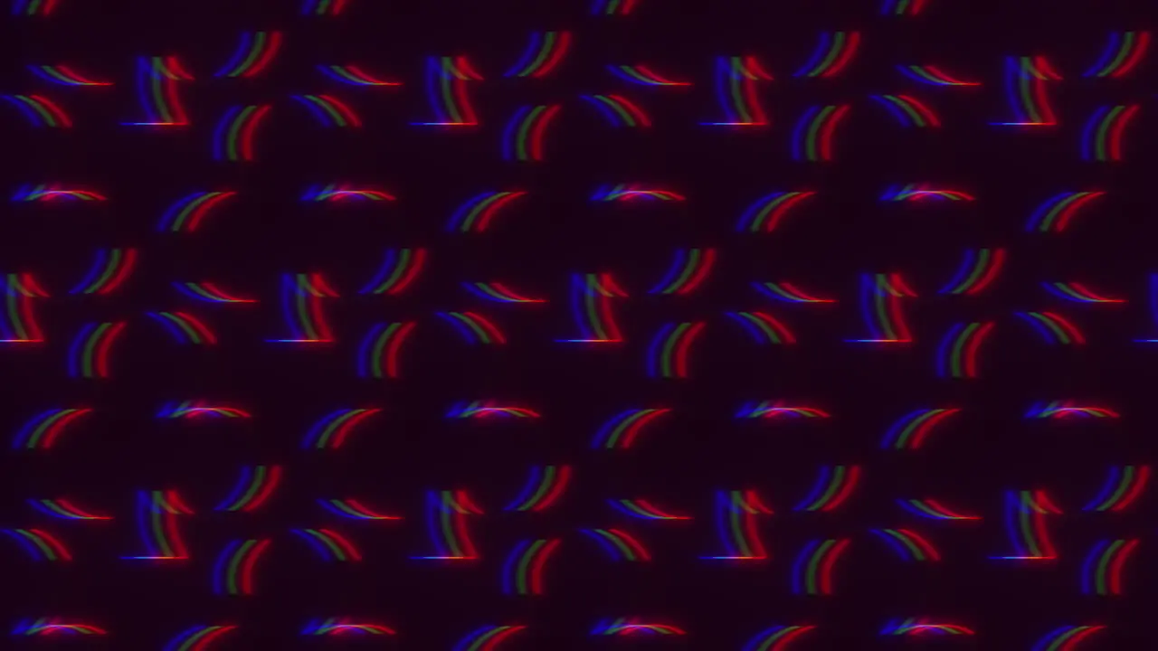 Abstract pattern of curved lines and circles in red and blue