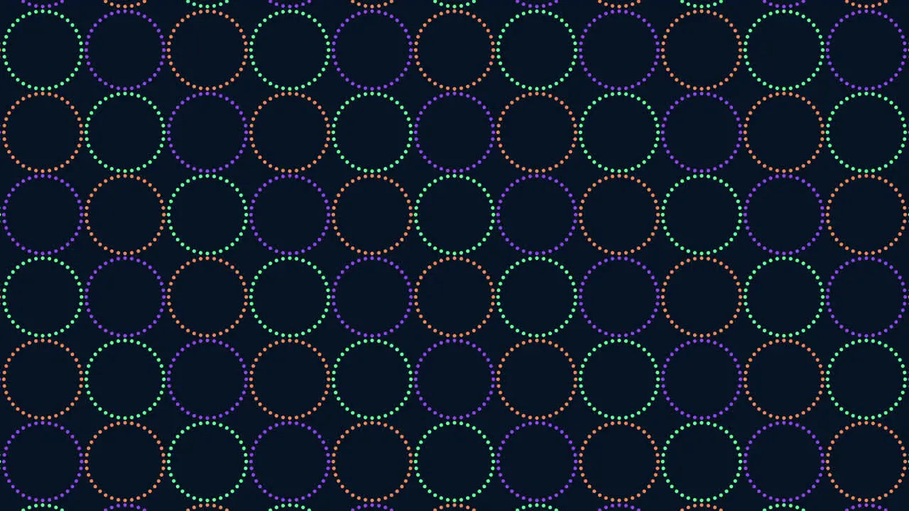 Circular kaleidoscope vibrant pattern of colorful circles on black background