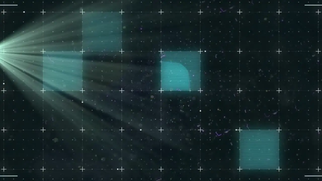 Digital animation of triangle shapes spinning in seamless motion against shining stars in space