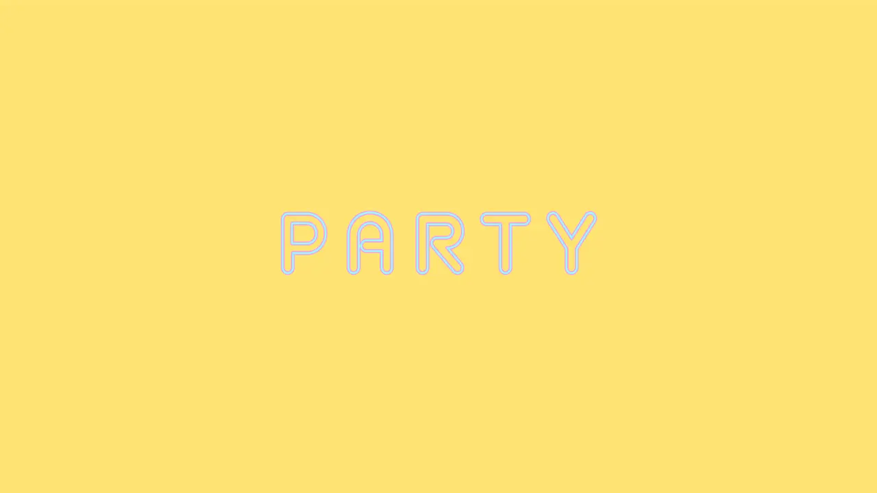 Animation of party text over yellow background