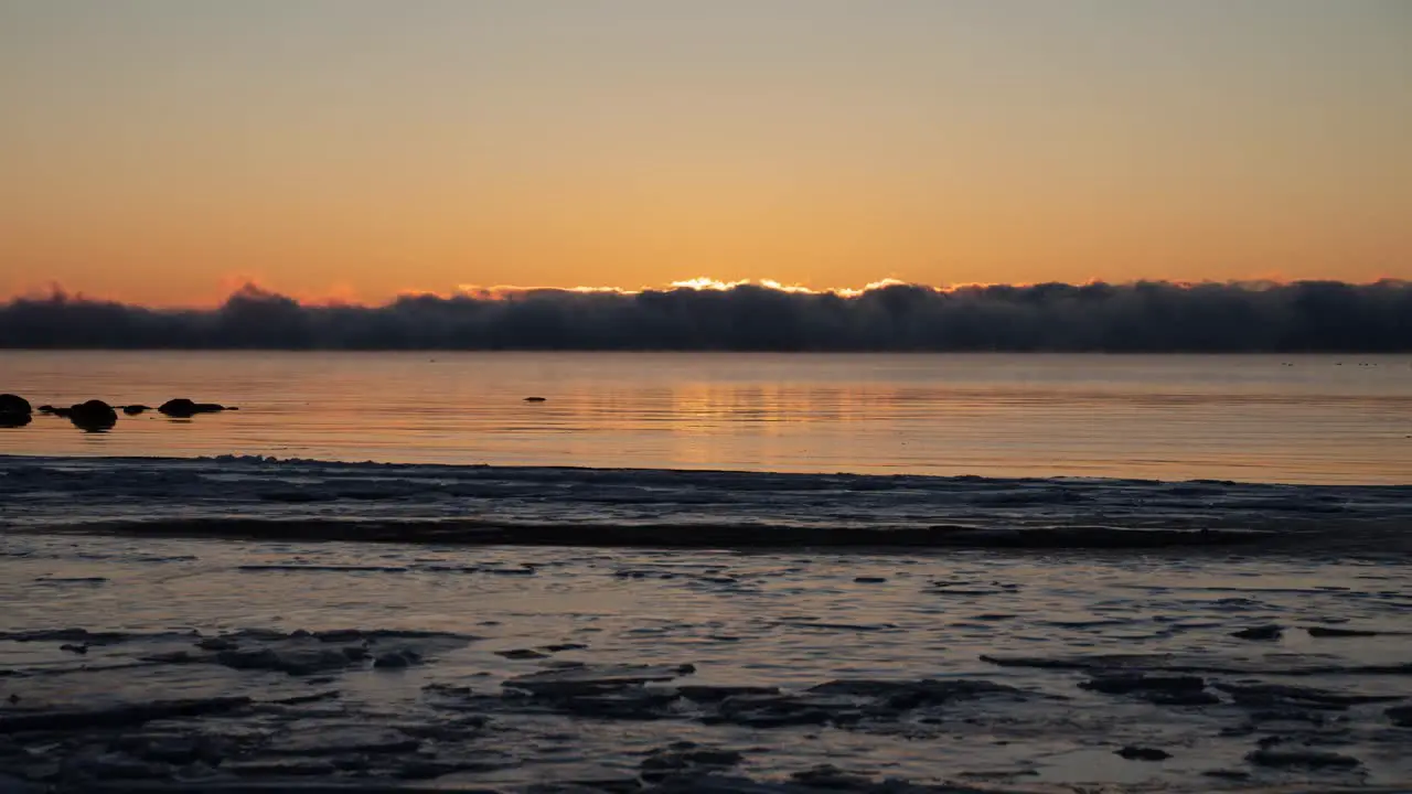 Sunrise time lapse over Oslofjord in Tonsberg Norway