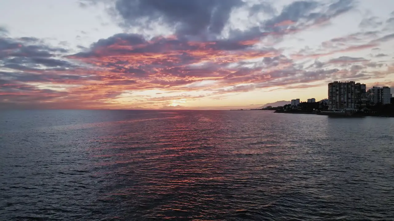 Aerial view of cloudy sunset at Andalucia Spain 2020