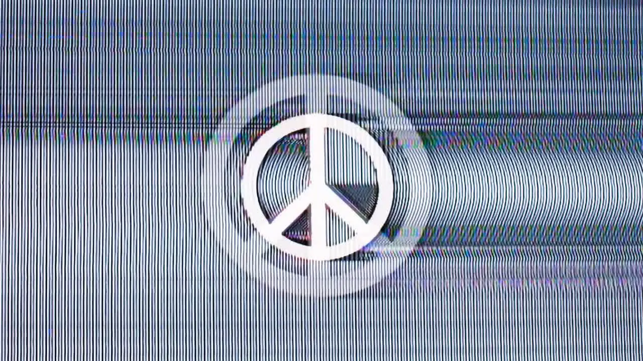 Abstract Glitch Retro Peace Sign Noise Texture Animation