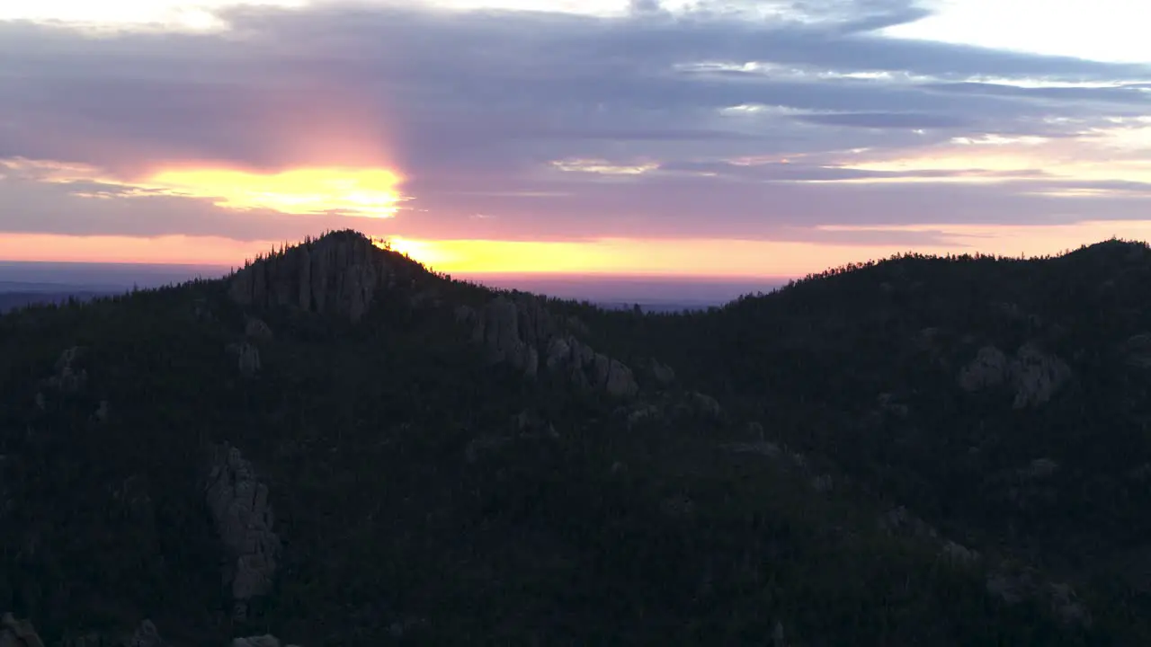 Aerial shot of dramatic sunset over South Dakota