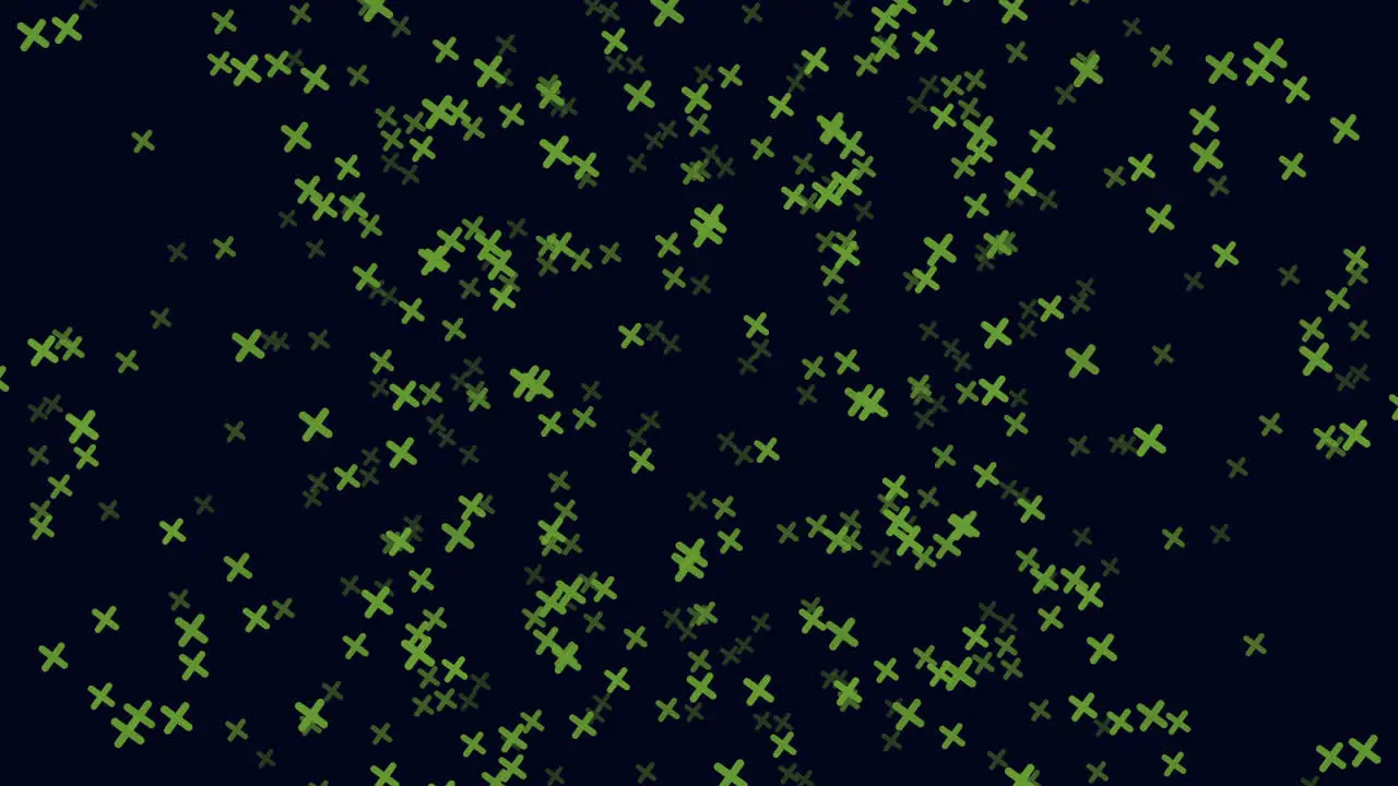 Symmetrical green crosses on black background form intricate pattern