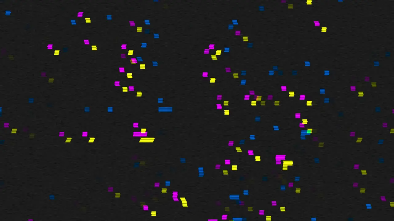 Vibrant dots dance on black screen